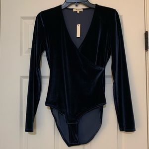 Madewell velvet wrap bodysuit indigo/navy